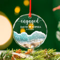 Custom Beach Engaged Ornament, Personalized Glass Ornament, First Christmas Engaged Gift