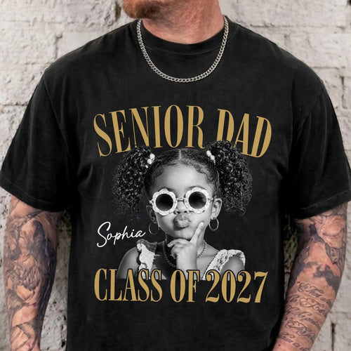 Custom Photo Retro Senior Mom 2027 Shirt, Personalized Shirt, Class of 2027 Gift, High School Graduation Tee