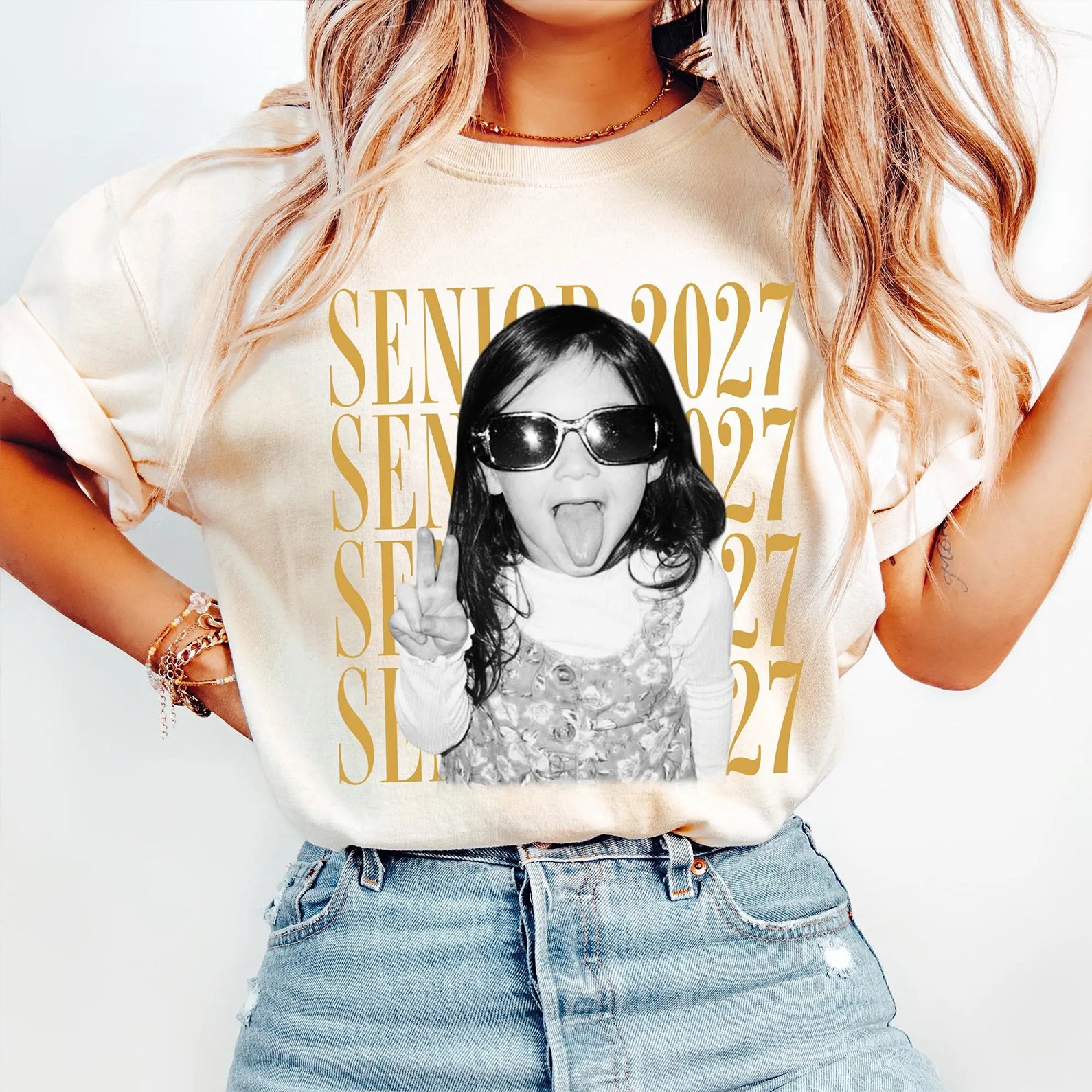 Custom Photo Senior Mom Shirt, Personalized Shirt, Class of 2027 Gift, Senior Mom Graduation Shirts