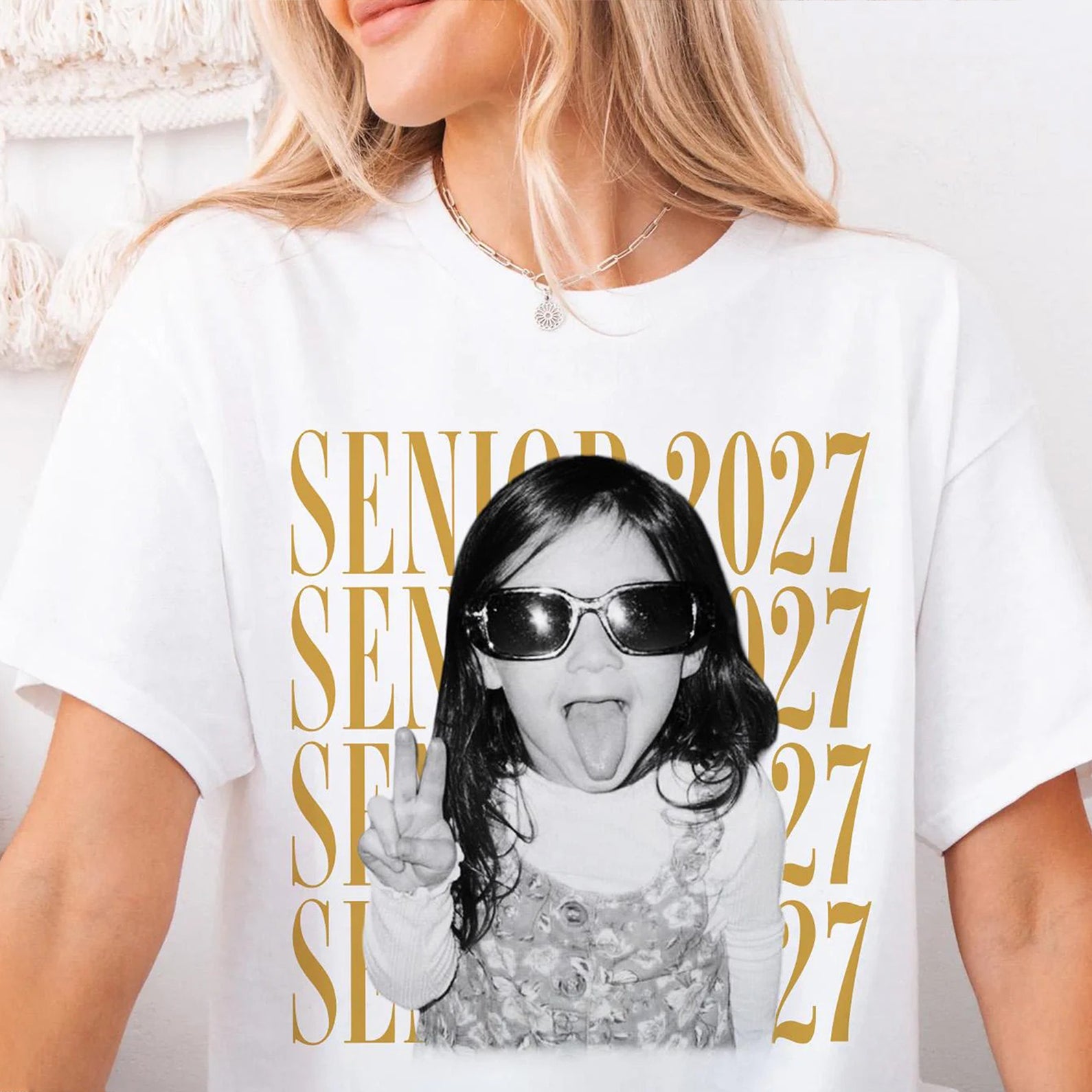 Custom Photo Senior Mom Shirt, Personalized Shirt, Class of 2027 Gift, Senior Mom Graduation Shirts