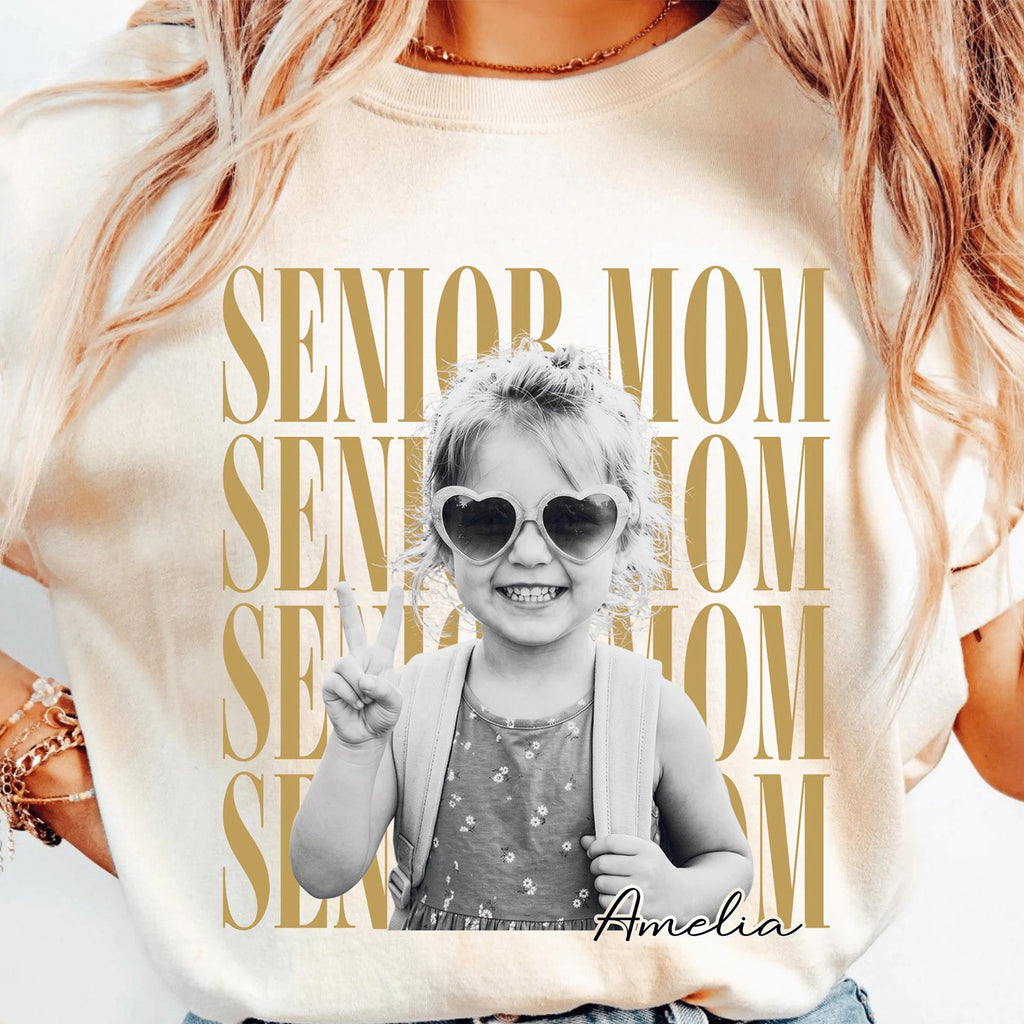 Custom Photo Senior Mom Shirt, Personalized Shirt, Class of 2027 Gift, Graduation Shirts