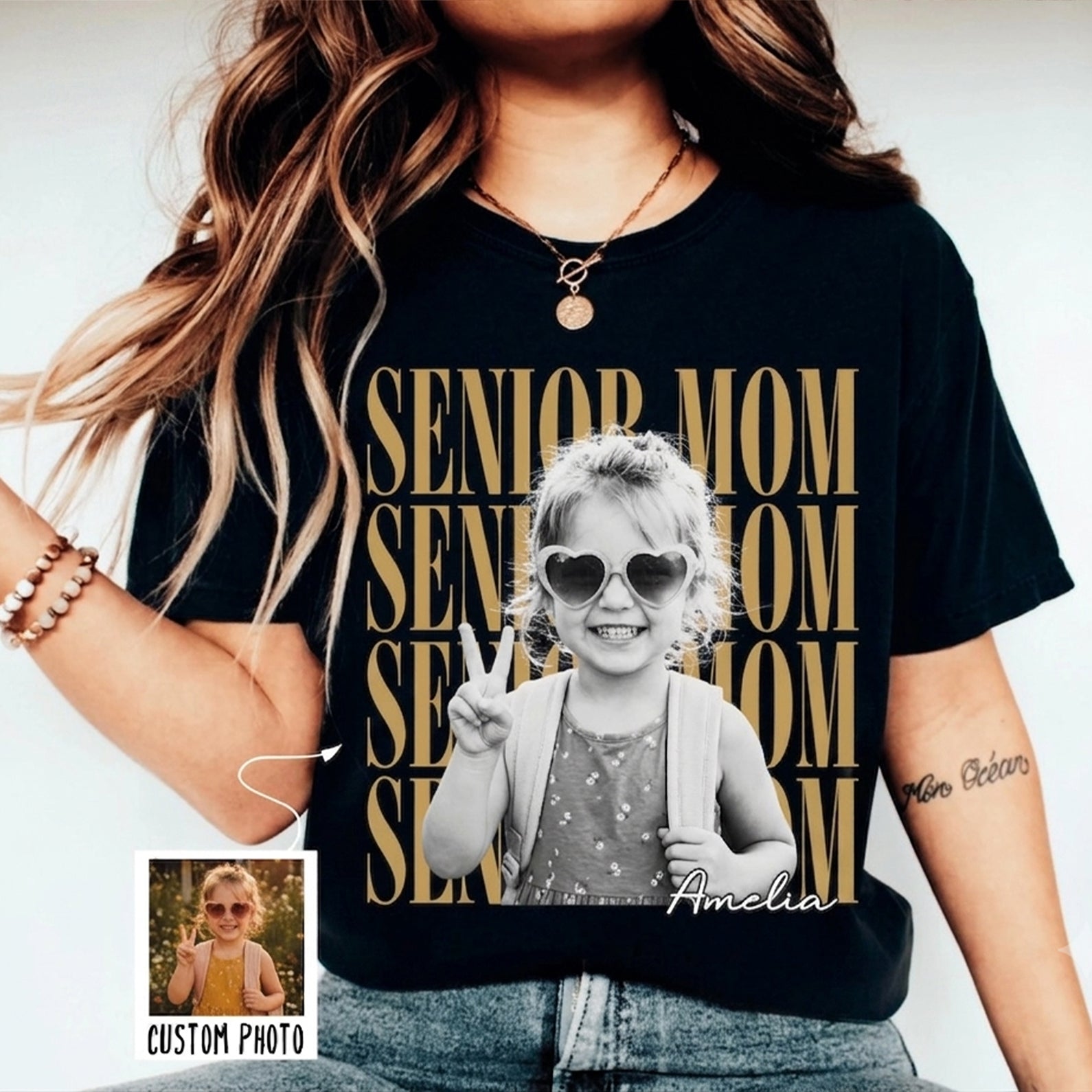 Custom Photo Senior Mom Shirt, Personalized Shirt, Class of 2027 Gift, Graduation Shirts