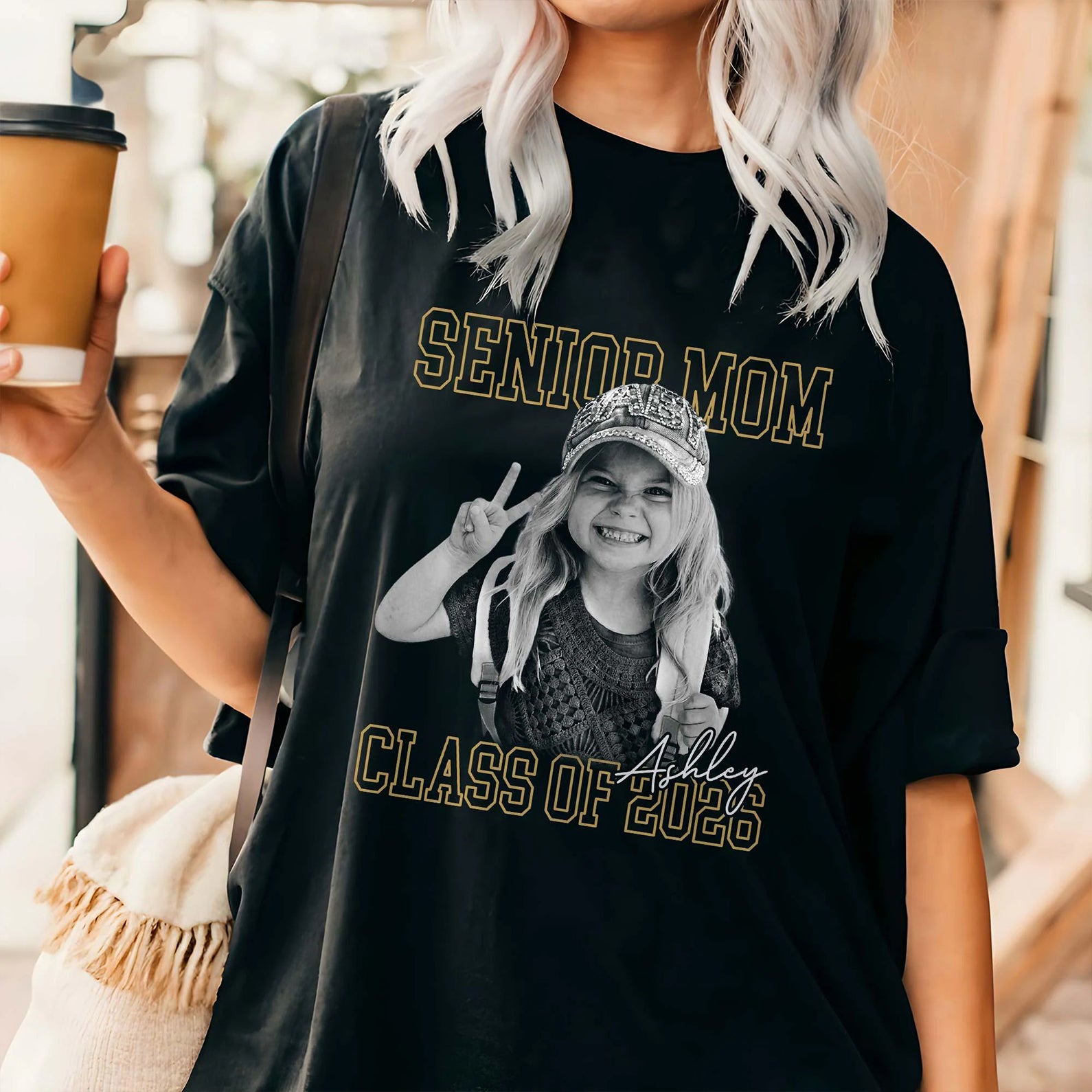Custom Photo Senior Mom Shirt, Personalized Shirt, Class of 2027 Gift, Proud Mom 2027 Graduate