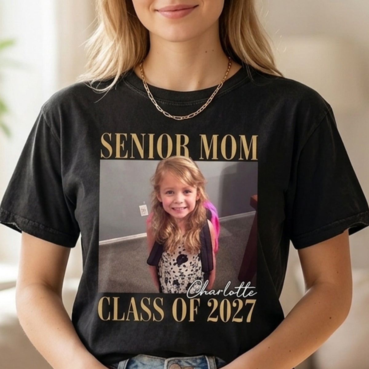 Custom Photo Senior Mom Shirt, Personalized Shirt, Class of 2027 Gift, Graduation Gift