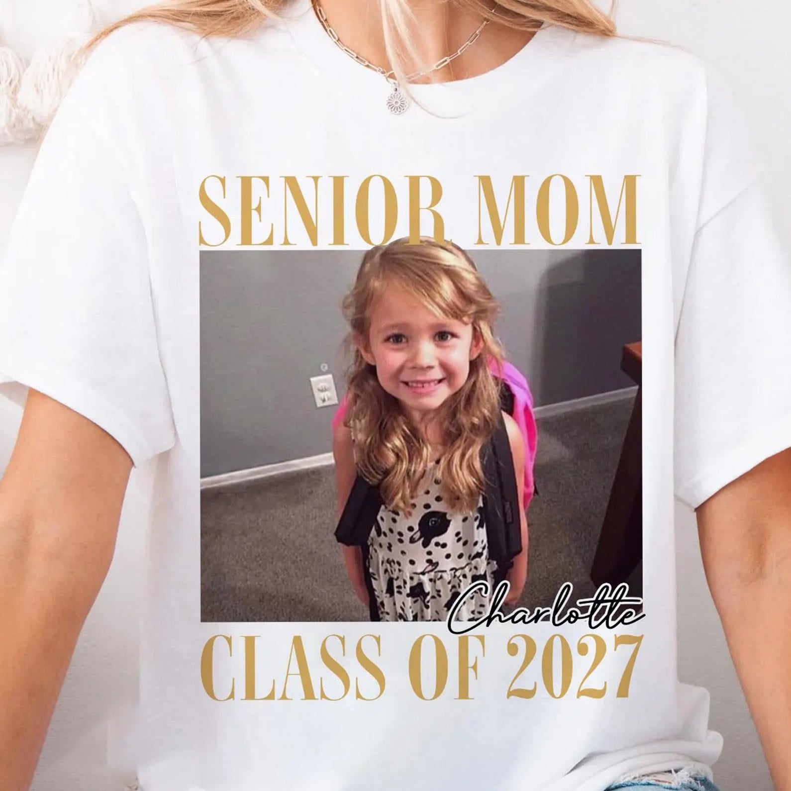 Custom Photo Senior Mom Shirt, Personalized Shirt, Class of 2027 Gift, Graduation Gift