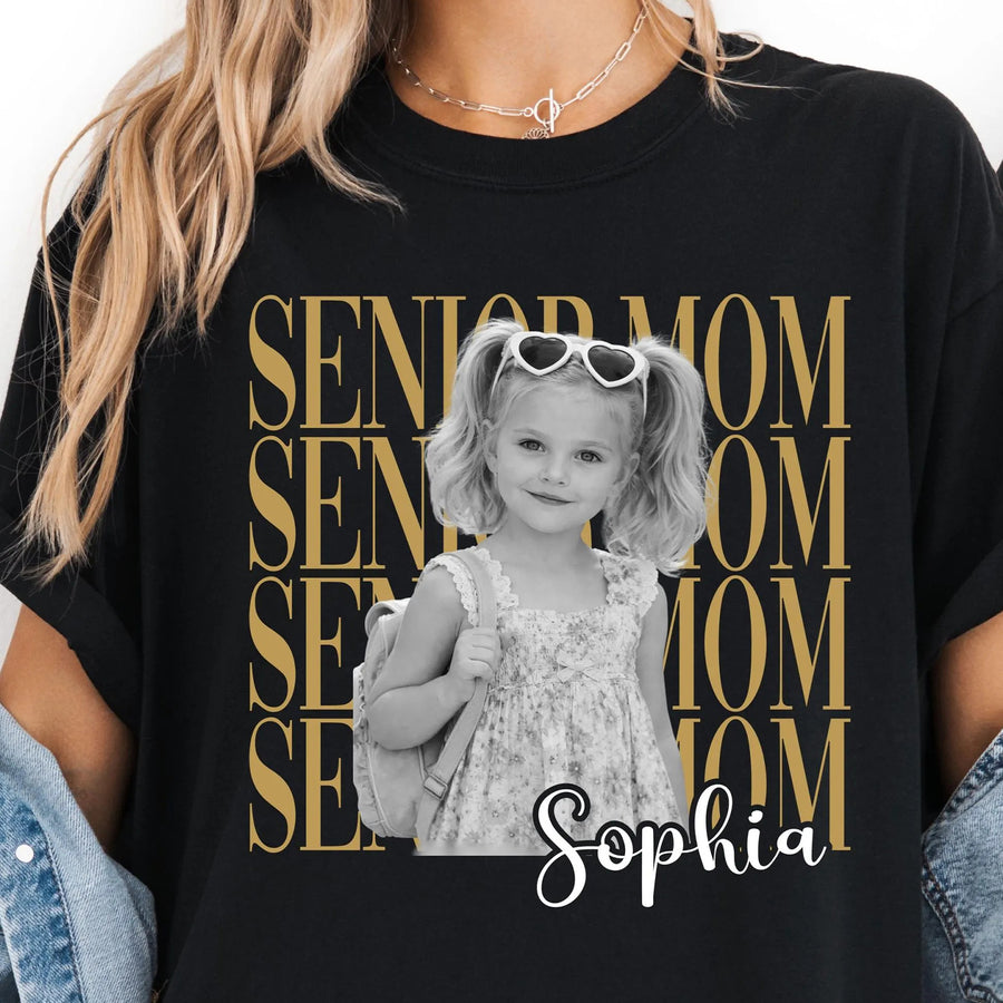 Custom Photo Senior Mom Shirt, Personalized Shirt, Class of 2027 Gift, Proud Senior Mom Gift