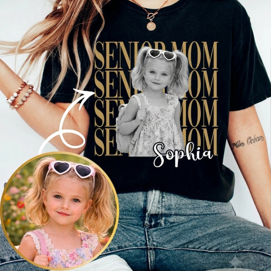 Custom Photo Senior Mom Shirt, Personalized Shirt, Class of 2027 Gift, Proud Senior Mom Gift