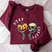 Stay Creepy Shirt, Halloween Sweatshirt, Spooky Season Shirt, Cute Skeleton Hands Tee