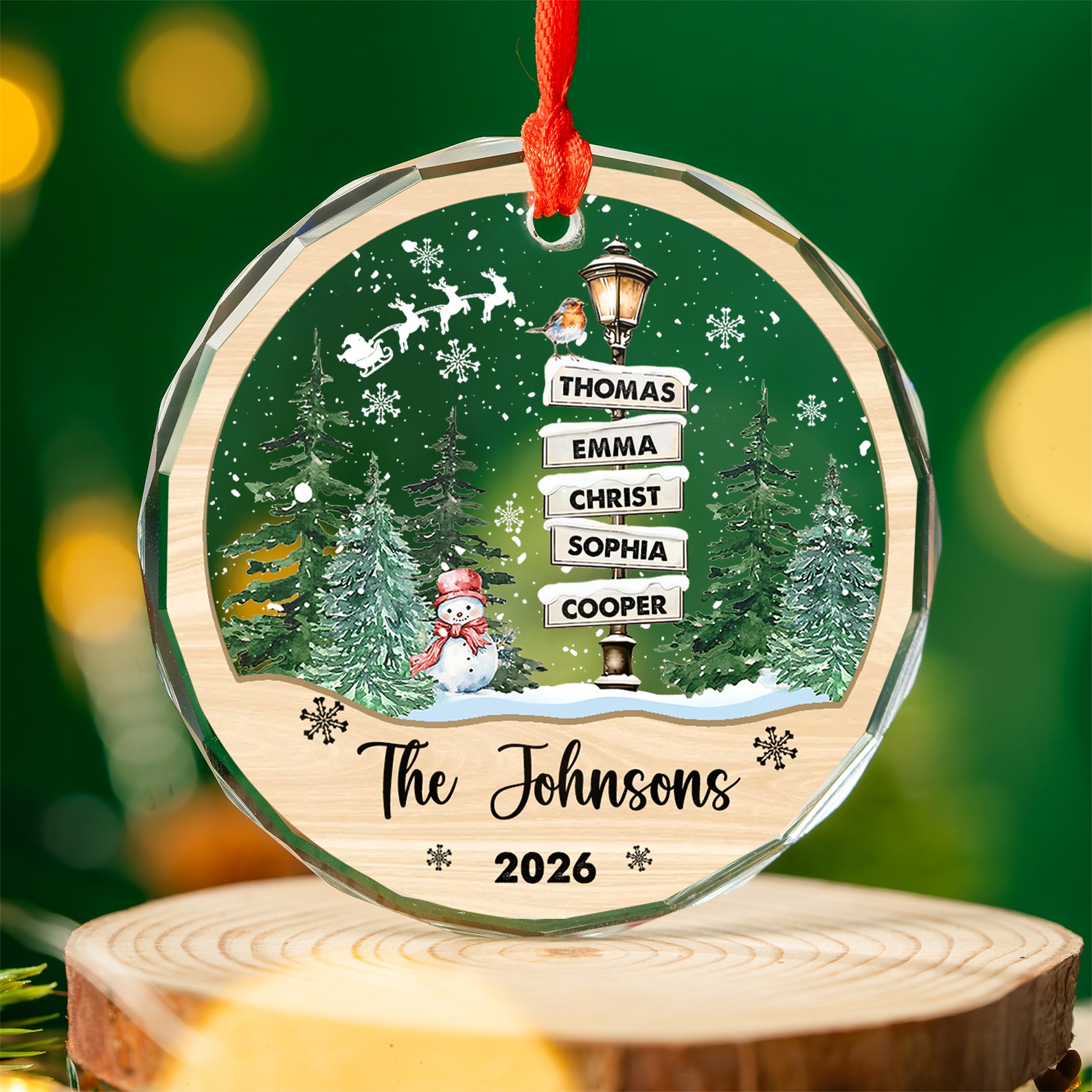 Custom Family Names Christmas Ornament, Personalized Glass Ornament, Christmas Gift