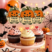 Trick Or Treat Halloween Cupcake Topper, Party Decor For Halloween, Spooky Cupcake Topper