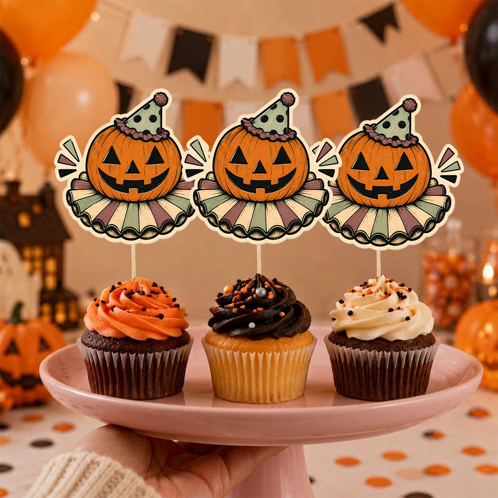 Pumpkin Ghost Halloween Cupcake Topper, Party Decor For Halloween, Spooky Cupcake Topper