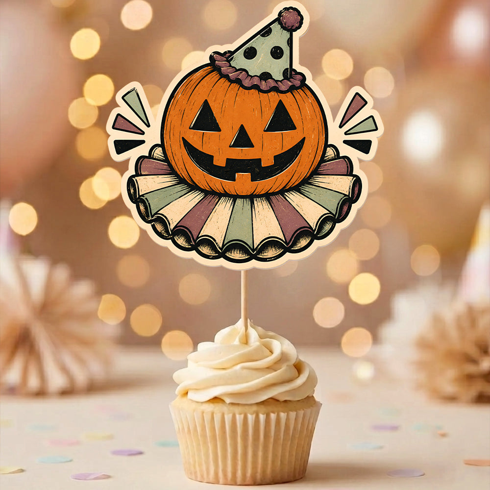 Pumpkin Ghost Halloween Cupcake Topper, Party Decor For Halloween, Spooky Cupcake Topper