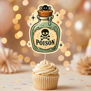 Poison Halloween Cupcake Topper, Party Decor For Halloween, Spooky Cupcake Topper
