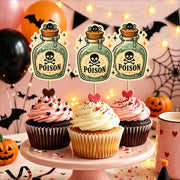 Poison Halloween Cupcake Topper, Party Decor For Halloween, Spooky Cupcake Topper