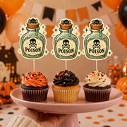 Poison Halloween Cupcake Topper, Party Decor For Halloween, Spooky Cupcake Topper