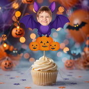 Custom Photo With Bat Cupcake Topper, Personalized Cupcake Topper, Funny Party Decor