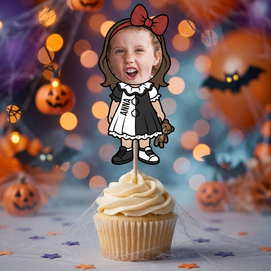 Custom Photo With Mad Clown Cupcake Topper, Personalized Cupcake Topper, Funny Party Decorations