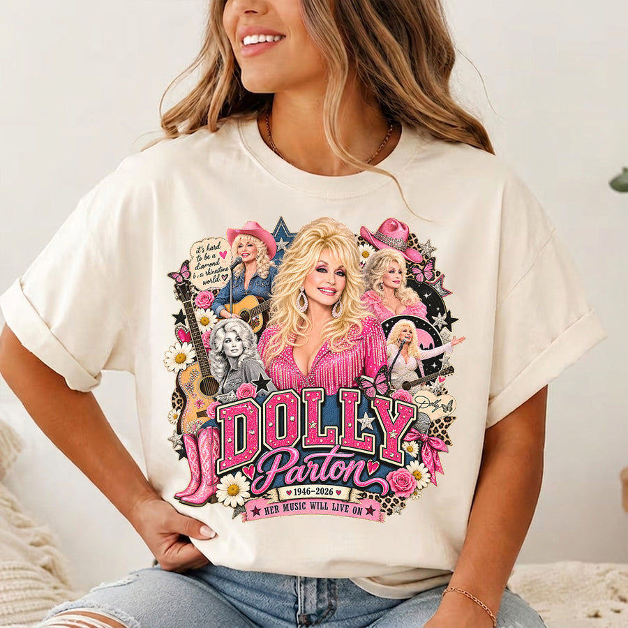 Dolly Patron Her Music Will Live On Shirt, Dolly Parton Inspired Shirt, Vintage Country Music Shirt