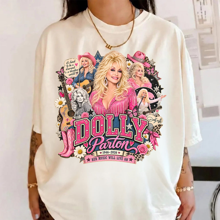 Her Music Will Live On Comfort Colors Shirt, Country Music Cowgirl Shirt, Dolly Parton Memorial Shirt
