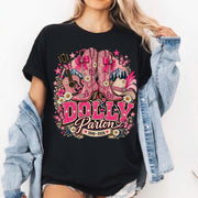 Vintage Dolly Parton T-Shirt - Pink Country Boots & Western Graphic Tee, Dolly Parton Inspired Shirt, Dolly Patrons Memorial Shirt