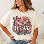 Vintage Dolly Parton T-Shirt, Pink Cowgirl Hat & Acoustic Guitar Western Shirt, Dolly Parton Memorial Shirt