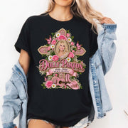 Vintage Dolly Parton Memorial Shirt, Pink Cross & Floral "Her Music Will Live On" Tee