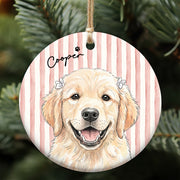 Custom Pet Portrait & Name Photo Watercolor Ornament, Personalized Pet Photo Ornament, Christmas Gift