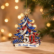 Personalized 250th America Christmas Ornament | Patriotic Family Ornament | USA Flag Ornament