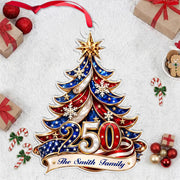 Personalized 250th America Christmas Ornament | Patriotic Family Ornament | USA Flag Ornament