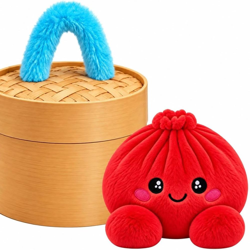 Cute Plush Dumpling Soft Rainbow Squishies with Steamer for Adults Gift