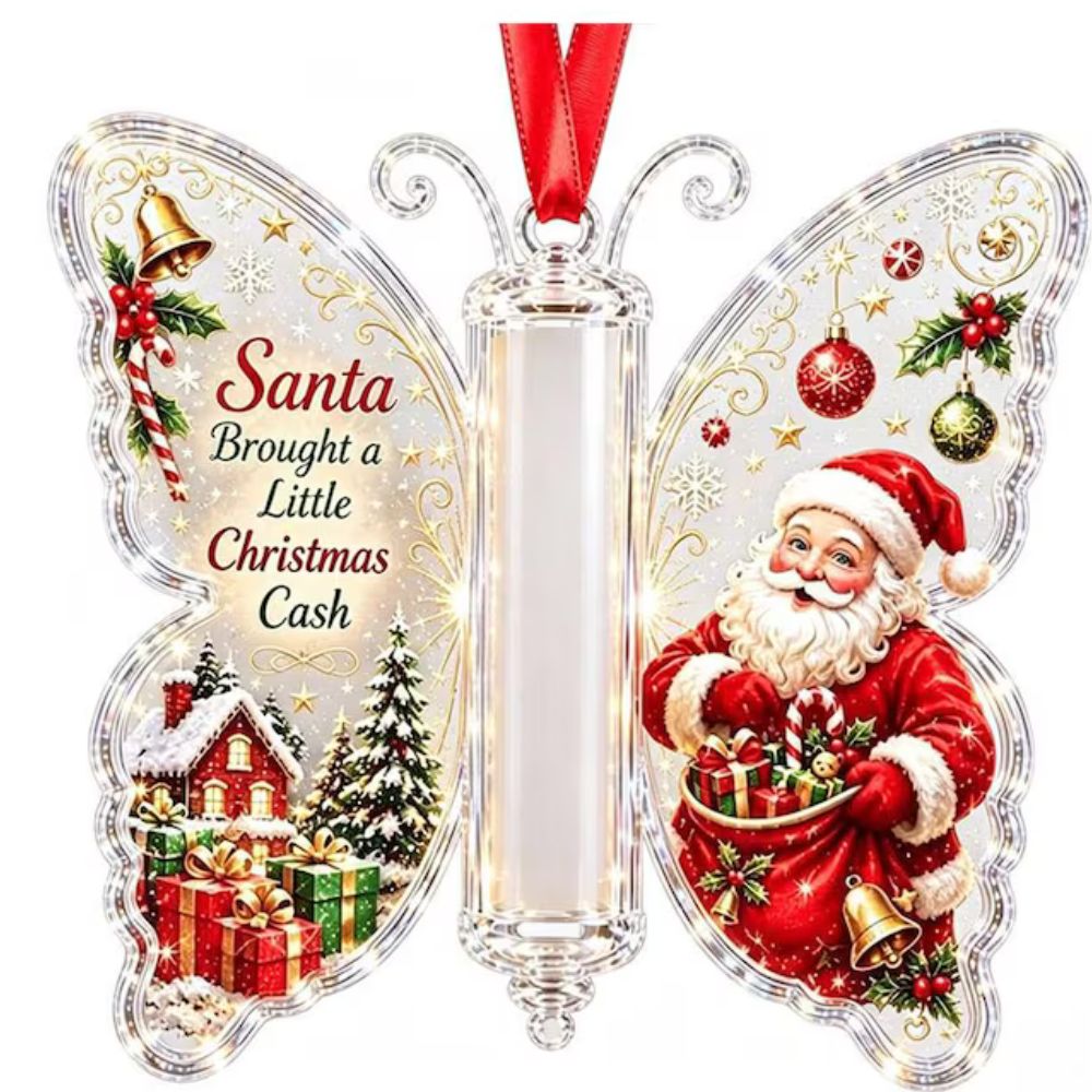 Butterfly Christmas Cash Holder Ornament, Acrylic Money Gift Holder, Christmas Gift For Kid