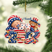 Personalized Baby's 1st Christmas 250th America Anniversary Ornament, New Baby Acrylic Ornament