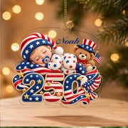 Personalized Baby's 1st Christmas 250th America Anniversary Ornament, New Baby Acrylic Ornament