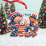 Personalized Baby's 1st Christmas 250th America Anniversary Ornament, New Baby Acrylic Ornament