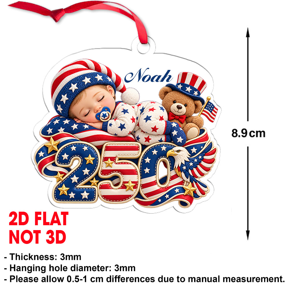 Personalized Baby's 1st Christmas 250th America Anniversary Ornament, New Baby Acrylic Ornament