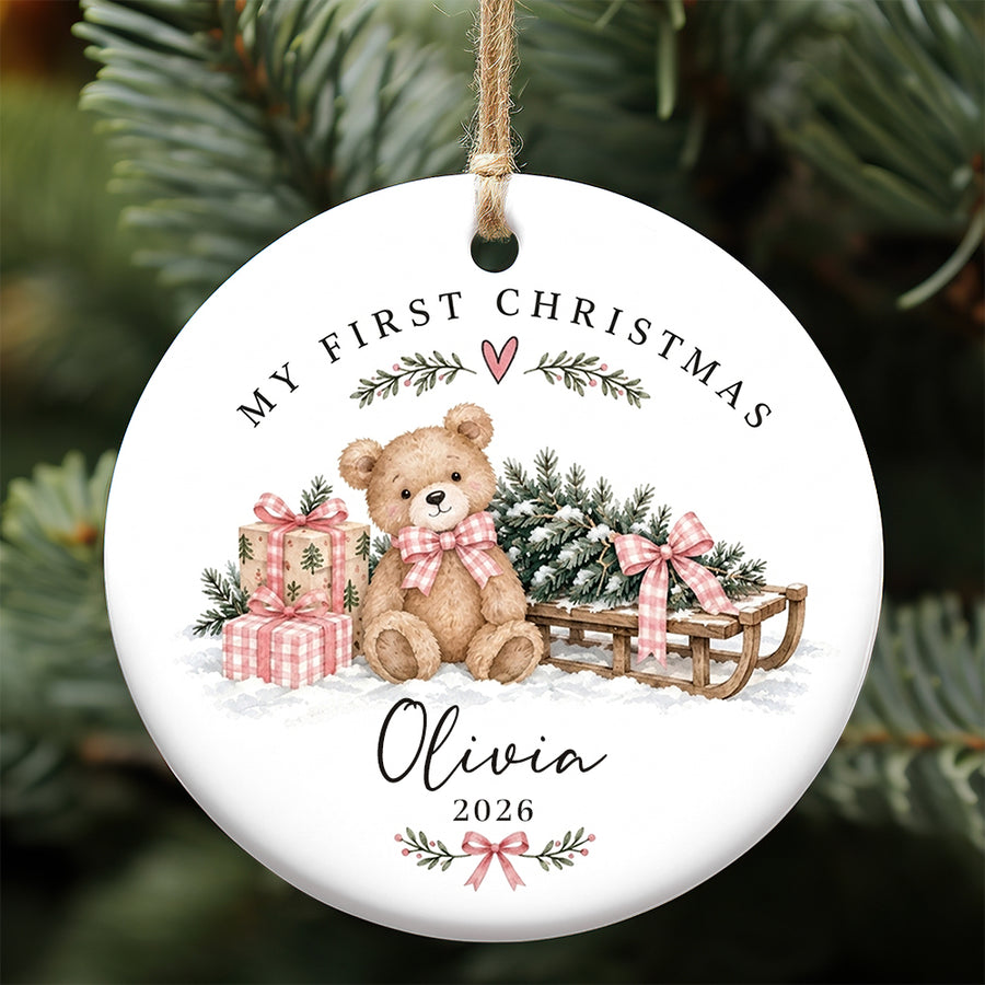 Baby Girl First Christmas Ornament 2026, Personalized Ornament, New Baby Christmas Gift