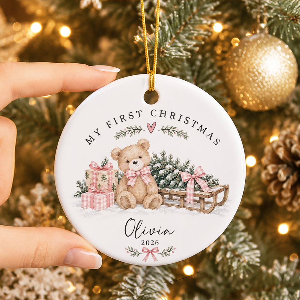 Baby Girl First Christmas Ornament 2026, Personalized Ornament, New Baby Christmas Gift