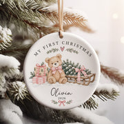 Baby Girl First Christmas Ornament 2026, Personalized Ornament, New Baby Christmas Gift