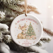 Baby Deer First Christmas Ornament 2026, Personalized Ornament, New Baby Christmas Gift