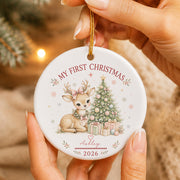 Baby Deer First Christmas Ornament 2026, Personalized Ornament, New Baby Christmas Gift