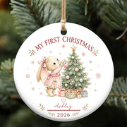 Baby Rabbit First Christmas Ornament 2026, Personalized Ornament, New Baby Christmas Gift