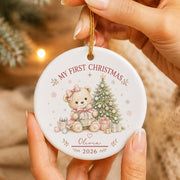 Baby Teddy First Christmas Ornament 2026, Personalized Ornament, New Baby Christmas Gift