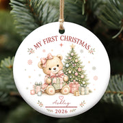 Baby Teddy First Christmas Ornament 2026, Personalized Ornament, New Baby Christmas Gift