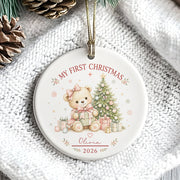 Baby Teddy First Christmas Ornament 2026, Personalized Ornament, New Baby Christmas Gift