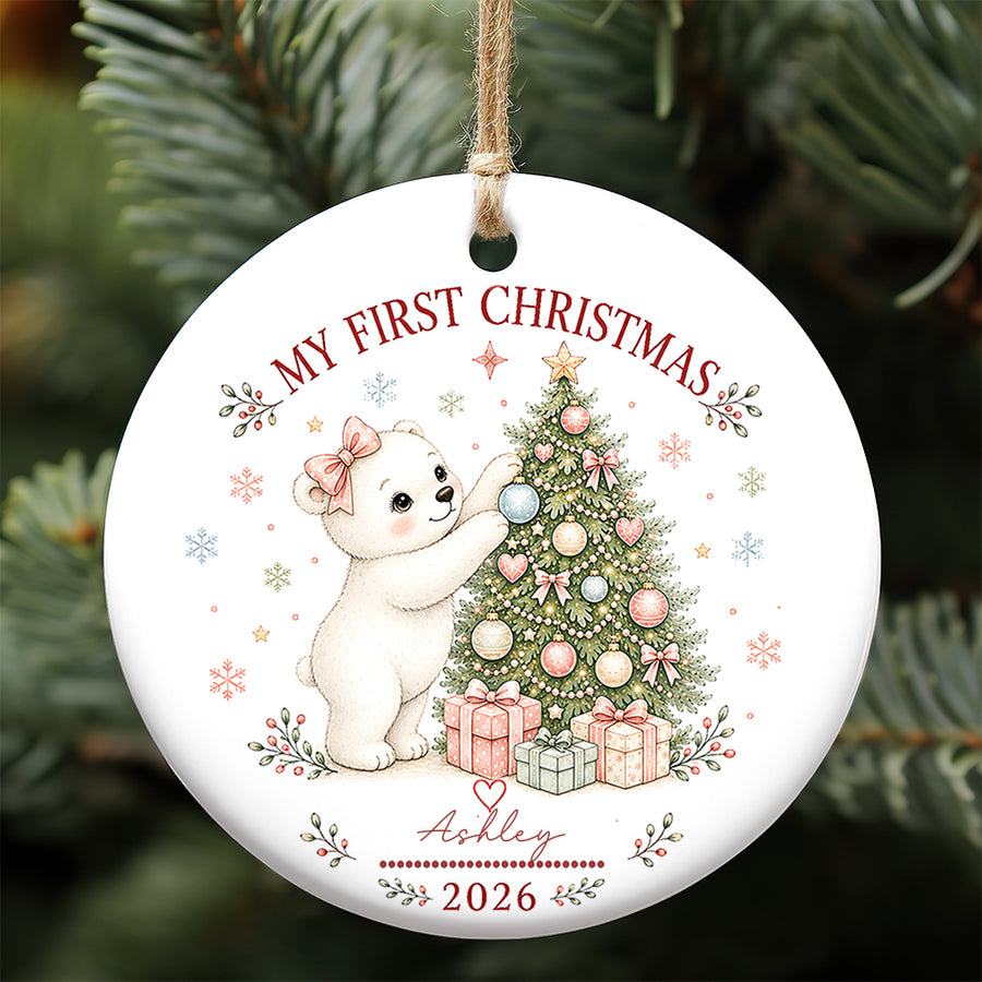 Baby Polar First Christmas Ornament 2026, Personalized Ornament, New Baby Christmas Gift
