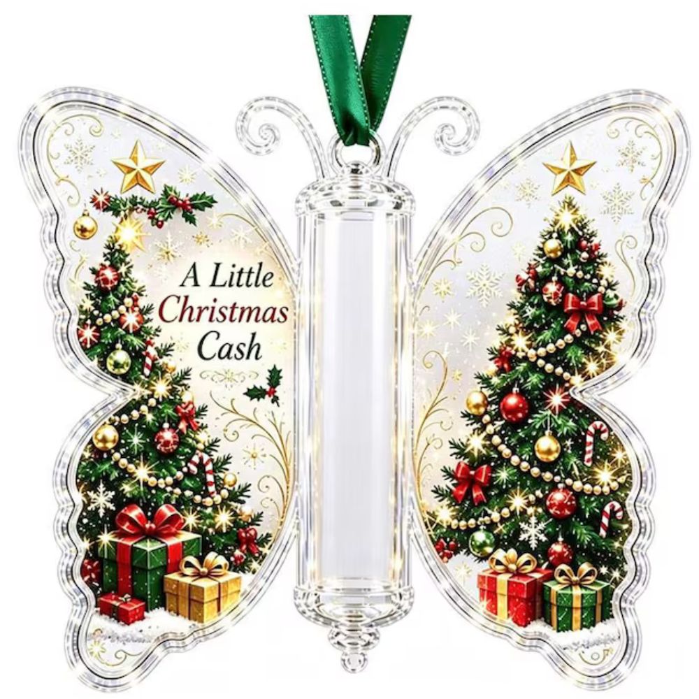 Butterfly Christmas Cash Holder Ornament, Acrylic Money Gift Holder, Christmas Gift For Kid