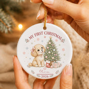Baby Puppy First Christmas Ornament 2026, Personalized Ornament, New Baby Christmas Gift