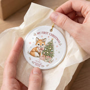 Baby Fox First Christmas Ornament 2026, Personalized Ornament, New Baby Christmas Gift