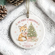 Baby Fox First Christmas Ornament 2026, Personalized Ornament, New Baby Christmas Gift