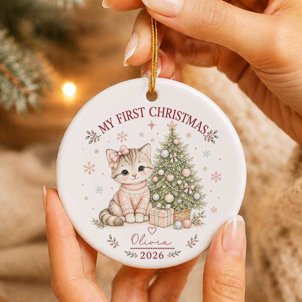 Baby Kitty First Christmas Ornament 2026, Personalized Ornament, New Baby Christmas Gift